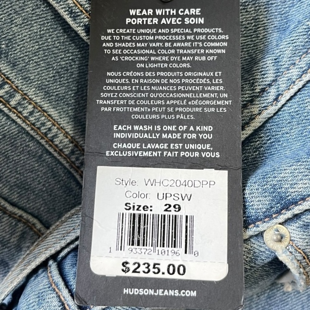 Hudson Bettie High Rise Tapered Jeans Medium Blue Wash Ripped Knee Size 29 NWT - Picture 7 of 8